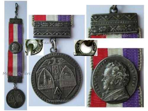 Austria Fob Schubert Medal of the 10th DSBF German Federal Singer Festival Vienna 1928 in Silver 800