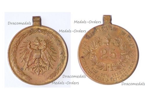 Austria WW1 Firefighter's Long Service Medal for 25 Years 1st Austrian Republic 1918 1938