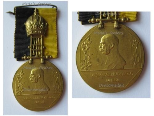 Austria Hungary Golden Jubilee Medal with the Imperial Crown for the Celebrations & the Parade of the 60th Anniversary of Kaiser Franz Joseph's Reign 1848 1908 by Schneider