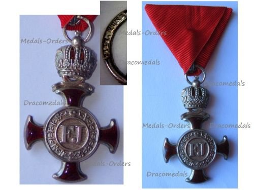 Austria Hungary Silver Merit Cross with Crown Viribus Unitis 1849 by Wilhelm Kunz