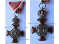 Austria Hungary Silver Merit Cross with Crown Viribus Unitis 1849 by Wilhelm Kunz Model of 1870