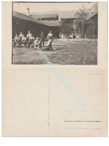 Austria-Hungary WW1 Group Photo – Soldiers Cleaning Rifle, Postcard Format