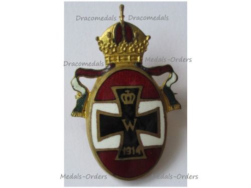 Austria Hungary WW1 Imperial Navy Veteran League of the KuK Fleet Badge with Naval Ensign and German Iron Cross 1914 Marked Gesl. Gesch