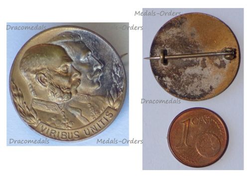 Austria Hungary WW1 Cap Badge with the United Kaisers Franz Joseph I and Wilhelm II Inscribed Viribus Unitis
