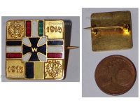Germany WW1 Cap Badge Central Powers Flags Iron Cross 1914 1915 Square Banner