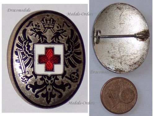 Austria Hungary WW1 Cap Badge Red Cross with the Imperial Double Headed Eagle for Doctors and Medics