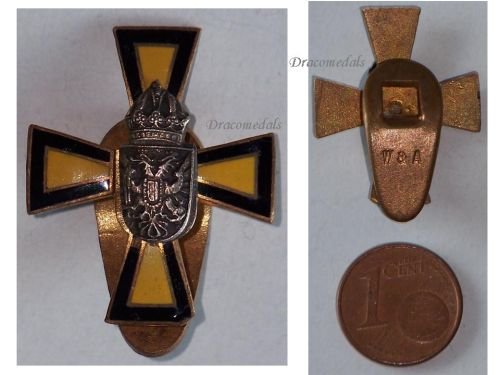 Austria Hungary WW1 Cap Badge Yellow Black Cross for War Aid by Winter & Adler