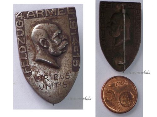 Austria Hungary WW1 Cap Badge KuK Feldzug 4 Armee 4th Army Campaign Kaiser Franz Joseph 1914 1915 Viribus Unitis