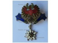 Austria Hungary WW1 Cap Badge Alpine Flowers Edelweiss Trumpet Gentian & Tirolean Eagle for the Defense of Tirol (Tyrol)