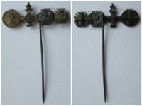 Germany Austria Hungary WW1 4 Medal Stickpin (Tapferkeit Bravery Medal, Gold Merit Cross w Crown, Hindenburg. Kaiser Karl's Cross of the Troops) MINI
