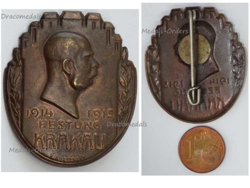 Austria Hungary WW1 Cap Badge Festung Krakau Kaiser Franz Joseph 1914 1915 by Korschann