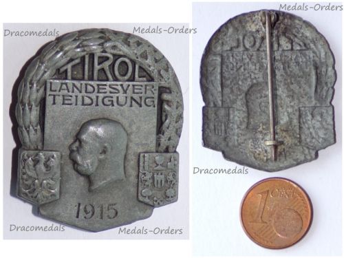 Austria Hungary WW1 Cap Badge Landesverteidigung Tirol Kaiser Franz Joseph for the Defense of Tyrol 1915