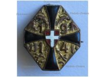 Austria Hungary WW1 Cap Badge Black Cross with the Imperial Double Headed Eagle Dated 1914 by Souval