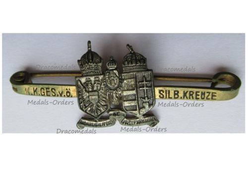 Austria Hungary WW1 Cap Badge KuK Austro-Hungarian Silver Cross Marked Ges. Ges.