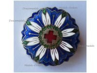 Austria Hungary WW1 Cap Badge Red Cross Nurse for Mountain Medical Units with Edelweiss Flower