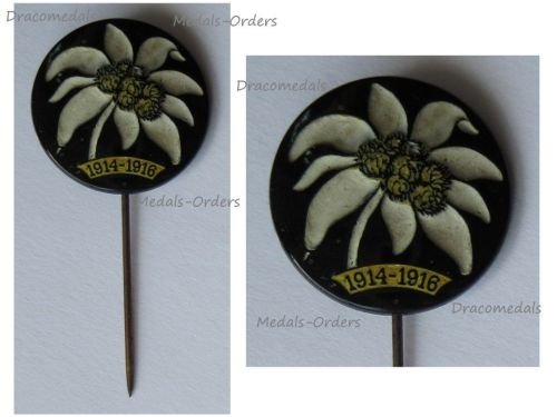 Austria Hungary WW1 Cap Badge Edelweiss Stickpin 1914 1916 for the Alpine Troops Marked S