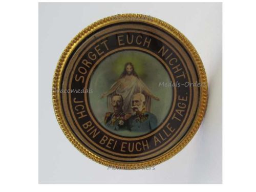 Austria Hungary WW1 Cap Badge Jesus, United Kaisers Franz Joseph I Wilhelm II Inscribed Sorget Euch Nicht Ich Bin Bei Euch Alle Tage