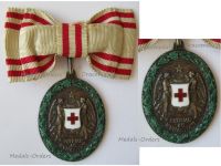 Austria Hungary WW1 Red Cross Silver Merit Medal 1864 1914 with War Decoration by V. Mayers on Ladies Bow for Female Recipients