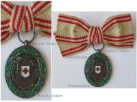 Austria Hungary WW1 Red Cross Silver Merit Medal with War Decoration 1864 1914 on Ladies Bow for Female Recipients MINI