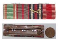 Austria Hungary WW1 Hungarian Ribbon Bar of 4 Medals (Pro Deo et Patria, Hindenburg & Kaiser Karl's Cross of the Troops, Wound Medal)