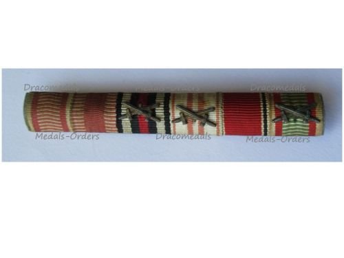 Germany WW2 Ribbon Bar of 6 Medals (Austrian Annexation, Bravery, Hungarian Pro Deo et Patria Medal, Hindenburg, Kaiser Karl's Cross of the Troops)