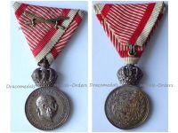 Austria Hungary WW1 Signum Laudis Military Merit Medal with Crown & Swords Silver Class Kaiser Franz Joseph 1911 1916 in Silvered Bronze