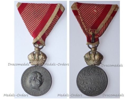 Austria Hungary WW1 Signum Laudis Military Merit Medal with Crown Silver Class Kaiser Franz Joseph 1911 1916 in Zinc