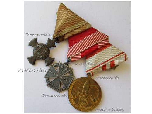 Austria Hungary WW1 Set of 3 Medals (Iron Cross for Merit in Iron, Kaiser Karl's Cross of the Troops 1917, Austrian WW1 Commemorative Medal)