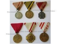 Austria Hungary WW1 6 Medal Set (Silver Bravery, Karl's Cross, Commemorative, Campaigns prior 1873, Jubilee Medals of Kaiser FJ Reign 1848 1898 1908)