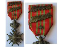 Belgium WW1 War Cross 1914 1918 with Bronze Lion 2 Palms of King Albert 