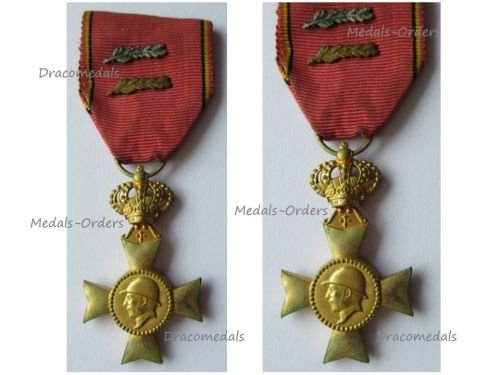 Belgium WW1 Cross of the Royal Federation of King Albert's Veterans 1909 1934 with Bronze & SIlver Palms