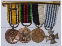Belgium WW2 Set of 4 Medals (WWII City of Ghent Resistance Medal, WW2 Armed Resistance Medal, WW2 Commemorative Medal with Swords, WWII Cross of Political Prisoners) MINI