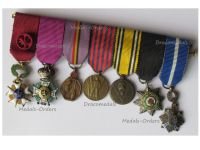 Belgium WW2 7 Medal Set (Order Christ, Crown, Leopold II, Spanish Order of Civil Merit, WWII Medals Victory, Country's Gratitude, War Volunteers) MINI