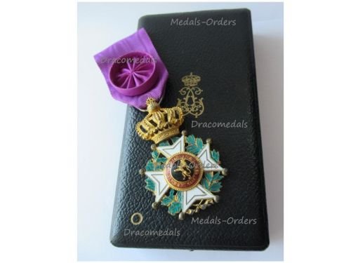Belgium Order of Leopold I Officer's Cross Civil Division Bilingual 1952 Boxed by DeGreef