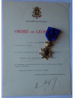 Belgium Belgian Congo WW1 Order of Leopold II Officer's Cross Bilingual with Diploma Dated 1961
