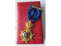 Belgium WW2 Order of Leopold II Officer's Cross with King Leopold's III Silver Palms Bilingual 1952 Boxed by Fonson