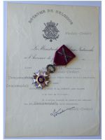 Belgium WW2 Order of the Crown Knight's Star with Swords & Diploma