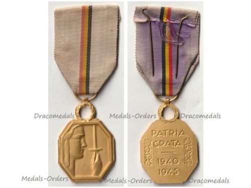 Belgium WW2 Country's Gratitude Gold Medal 1940 1945 for War Time Bravery in the Humanitarian Field by Demanet