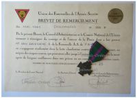 Belgium WW2 Recognition Cross of the Fraternal Unions of the Secret Army Bronze Class with Diploma