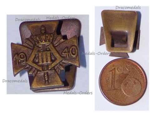 Belgium WW2 Lapel Pin King Leopold III Combatants 1940 Badge