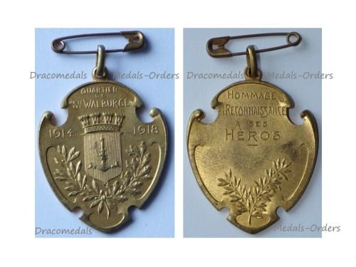 Belgium WW1 Victory Medal 1914 1918 District of Saint Walburge in Liege