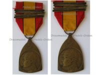 Belgium WW1 Commemorative Medal 1914 1918 with 4 Bars (1 Gold, 3 Silver) by De Bremaecker