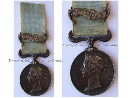 Britain Crimea Medal 1854 1856 by Wyon with Clasp Sebastopol Unnamed as Issued