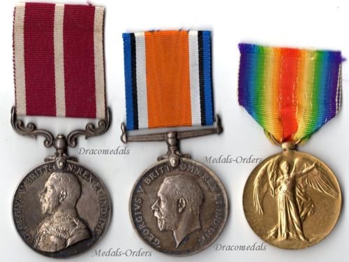 Britain WW1 Medal Set Trio NCO RASC Royal Army Service Corps (Victory, War, Army Meritorious Service Medal)
