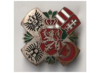 Bulgaria WW1 Lion Cap Badge 1915 with the Central Powers Ensigns Marked Ges Geschutzt