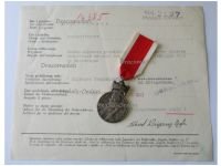 Croatia WW2 Order of the Crown of King Zvonimir Silver Merit Medal by Braca Knaus with Diploma to German NCO Dated 1943