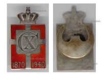 Denmark WW2 King Christian X 70th Birthday Anniversary 1870 1940 Badge for Men Silver 950 by Jensen