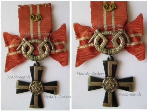 Finland WW2 Order of the Cross of Liberty Cross with Swords 4th Class 1939 and Swords Device on the Ribbon for the Winter War