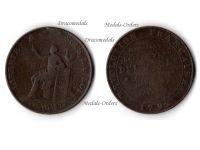 France Copper Revolutionary Coin 2 Sols 1792 Constitution by Dupre