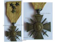 France WW1 War Cross 1914 1917 with 4 Citations 4 Stars (1 Bronze 3 Silver)
